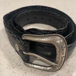 Jack Daniels Leather Belt with Silver Buckle